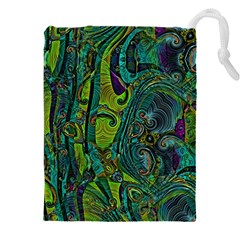 Jungle Print Green Abstract Pattern Drawstring Pouch (4xl) by SpinnyChairDesigns