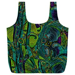 Jungle Print Green Abstract Pattern Full Print Recycle Bag (xxl) by SpinnyChairDesigns