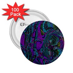 Purple Teal Abstract Jungle Print Pattern 2 25  Buttons (100 Pack)  by SpinnyChairDesigns