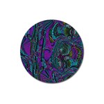 Purple Teal Abstract Jungle Print Pattern Magnet 3  (Round) Front