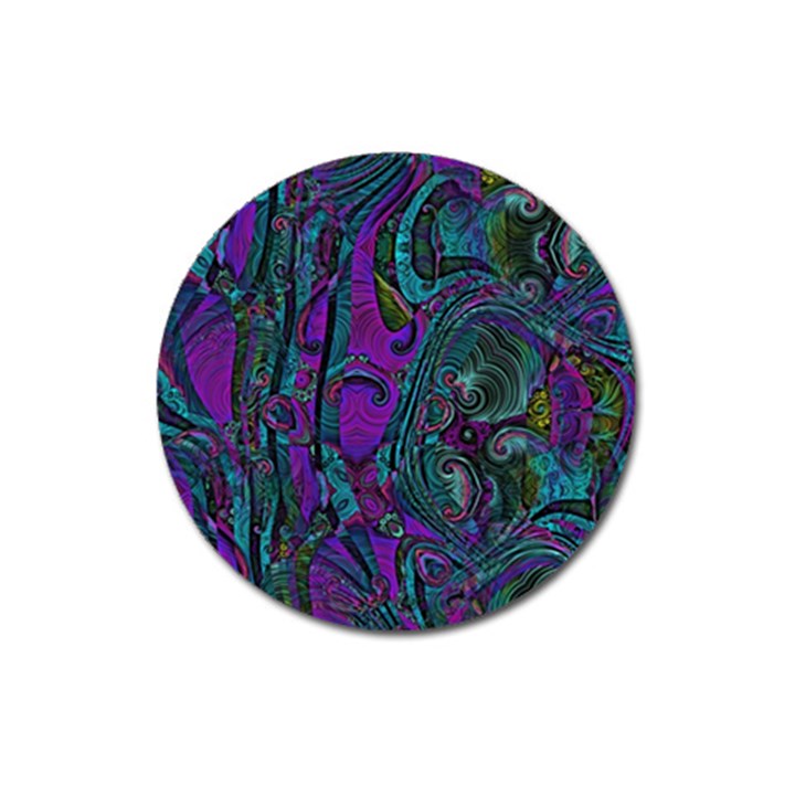 Purple Teal Abstract Jungle Print Pattern Magnet 3  (Round)