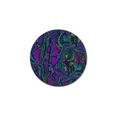 Purple Teal Abstract Jungle Print Pattern Golf Ball Marker by SpinnyChairDesigns