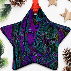 Purple Teal Abstract Jungle Print Pattern Star Ornament (two Sides) by SpinnyChairDesigns