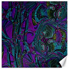 Purple Teal Abstract Jungle Print Pattern Canvas 16  X 16  by SpinnyChairDesigns