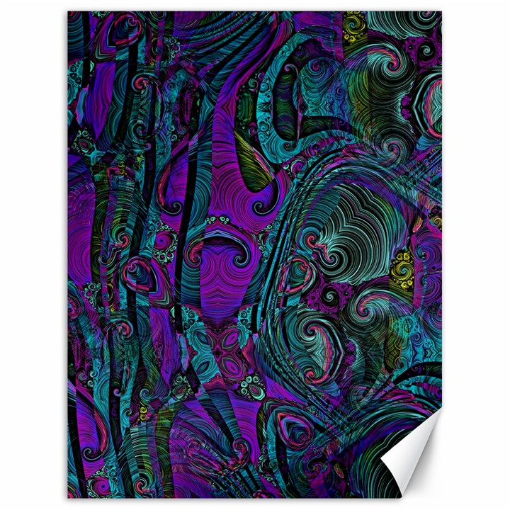 Purple Teal Abstract Jungle Print Pattern Canvas 18  x 24 