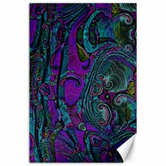 Purple Teal Abstract Jungle Print Pattern Canvas 24  X 36  by SpinnyChairDesigns