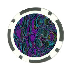 Purple Teal Abstract Jungle Print Pattern Poker Chip Card Guard by SpinnyChairDesigns