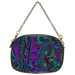 Purple Teal Abstract Jungle Print Pattern Chain Purse (Two Sides) Back