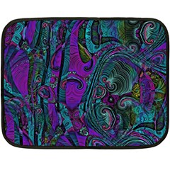 Purple Teal Abstract Jungle Print Pattern Fleece Blanket (mini) by SpinnyChairDesigns