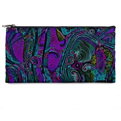 Purple Teal Abstract Jungle Print Pattern Pencil Case by SpinnyChairDesigns