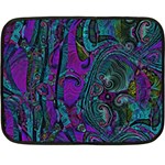 Purple Teal Abstract Jungle Print Pattern Double Sided Fleece Blanket (Mini)  35 x27  Blanket Front