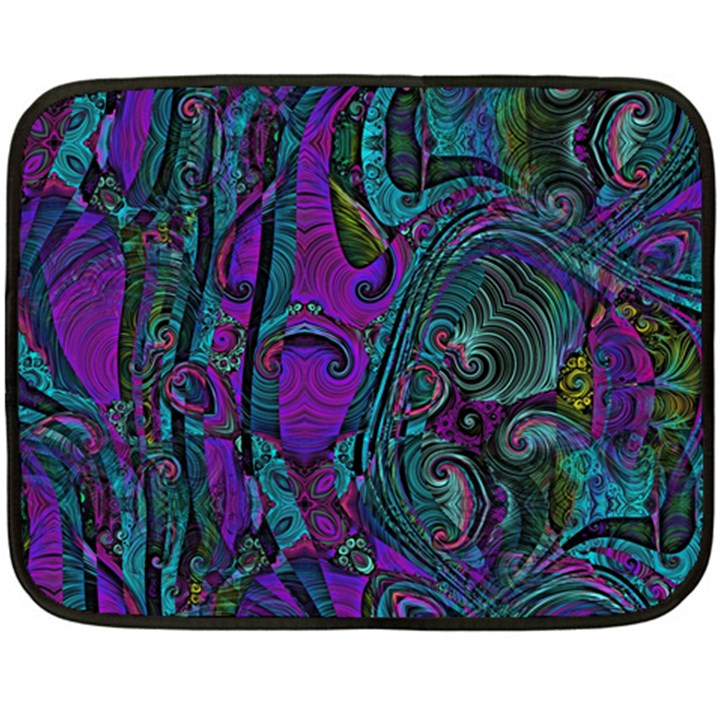 Purple Teal Abstract Jungle Print Pattern Double Sided Fleece Blanket (Mini) 