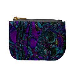 Purple Teal Abstract Jungle Print Pattern Mini Coin Purse by SpinnyChairDesigns