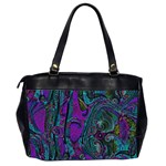 Purple Teal Abstract Jungle Print Pattern Oversize Office Handbag (2 Sides) Back