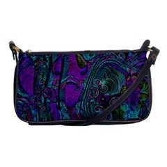 Purple Teal Abstract Jungle Print Pattern Shoulder Clutch Bag by SpinnyChairDesigns