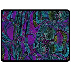 Purple Teal Abstract Jungle Print Pattern Fleece Blanket (large)  by SpinnyChairDesigns