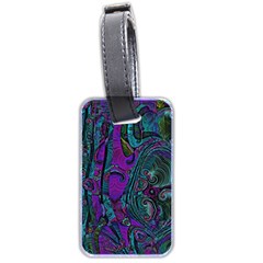 Purple Teal Abstract Jungle Print Pattern Luggage Tag (two Sides) by SpinnyChairDesigns