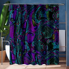 Purple Teal Abstract Jungle Print Pattern Shower Curtain 60  X 72  (medium)  by SpinnyChairDesigns