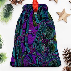 Purple Teal Abstract Jungle Print Pattern Bell Ornament (two Sides) by SpinnyChairDesigns