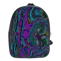 Purple Teal Abstract Jungle Print Pattern School Bag (xl) by SpinnyChairDesigns