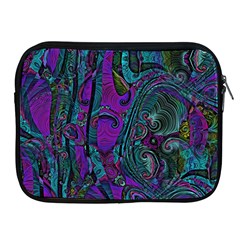 Purple Teal Abstract Jungle Print Pattern Apple Ipad 2/3/4 Zipper Cases by SpinnyChairDesigns