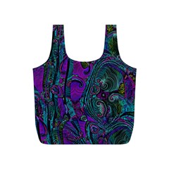 Purple Teal Abstract Jungle Print Pattern Full Print Recycle Bag (s) by SpinnyChairDesigns