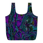 Purple Teal Abstract Jungle Print Pattern Full Print Recycle Bag (L) Front