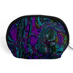 Purple Teal Abstract Jungle Print Pattern Accessory Pouch (medium) by SpinnyChairDesigns