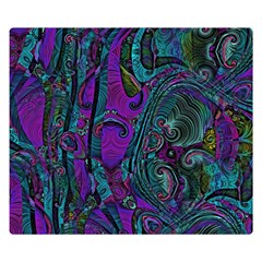 Purple Teal Abstract Jungle Print Pattern Double Sided Flano Blanket (small)  by SpinnyChairDesigns