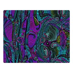 Purple Teal Abstract Jungle Print Pattern Double Sided Flano Blanket (large)  by SpinnyChairDesigns