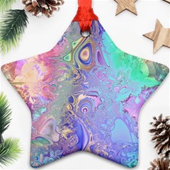 Pastel Marble Paint Swirl Pattern Ornament (star) by SpinnyChairDesigns