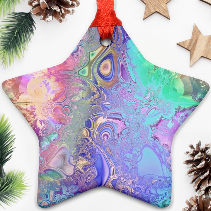 Pastel Marble Paint Swirl Pattern Ornament (Star)