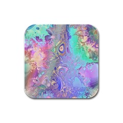 Pastel Marble Paint Swirl Pattern Rubber Square Coaster (4 Pack)  by SpinnyChairDesigns