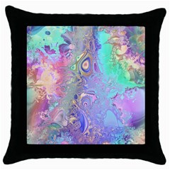 Pastel Marble Paint Swirl Pattern Throw Pillow Case (black) by SpinnyChairDesigns