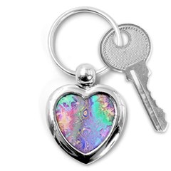 Pastel Marble Paint Swirl Pattern Key Chain (heart) by SpinnyChairDesigns