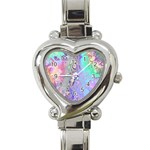 Pastel Marble Paint Swirl Pattern Heart Italian Charm Watch Front