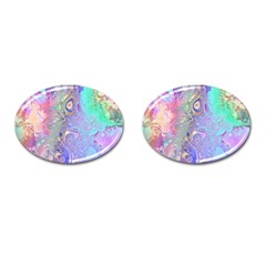 Pastel Marble Paint Swirl Pattern Cufflinks (oval) by SpinnyChairDesigns