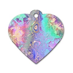 Pastel Marble Paint Swirl Pattern Dog Tag Heart (two Sides) by SpinnyChairDesigns