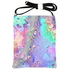 Pastel Marble Paint Swirl Pattern Shoulder Sling Bag by SpinnyChairDesigns