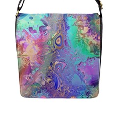 Pastel Marble Paint Swirl Pattern Flap Closure Messenger Bag (l) by SpinnyChairDesigns