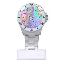 Pastel Marble Paint Swirl Pattern Plastic Nurses Watch by SpinnyChairDesigns