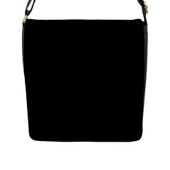 Plain Black Solid Color Flap Closure Messenger Bag (l) by FlagGallery