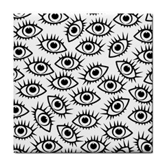 Black And White Cartoon Eyeballs Tile Coaster by SpinnyChairDesigns