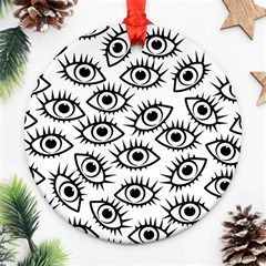 Black And White Cartoon Eyeballs Ornament (round) by SpinnyChairDesigns