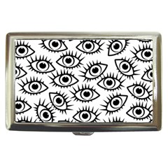 Black And White Cartoon Eyeballs Cigarette Money Case by SpinnyChairDesigns