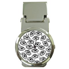 Black And White Cartoon Eyeballs Money Clip Watches by SpinnyChairDesigns