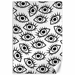 Black And White Cartoon Eyeballs Canvas 12  X 18  by SpinnyChairDesigns