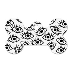 Black And White Cartoon Eyeballs Dog Tag Bone (two Sides) by SpinnyChairDesigns