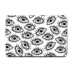 Black And White Cartoon Eyeballs Small Doormat  by SpinnyChairDesigns