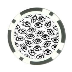 Black And White Cartoon Eyeballs Poker Chip Card Guard by SpinnyChairDesigns